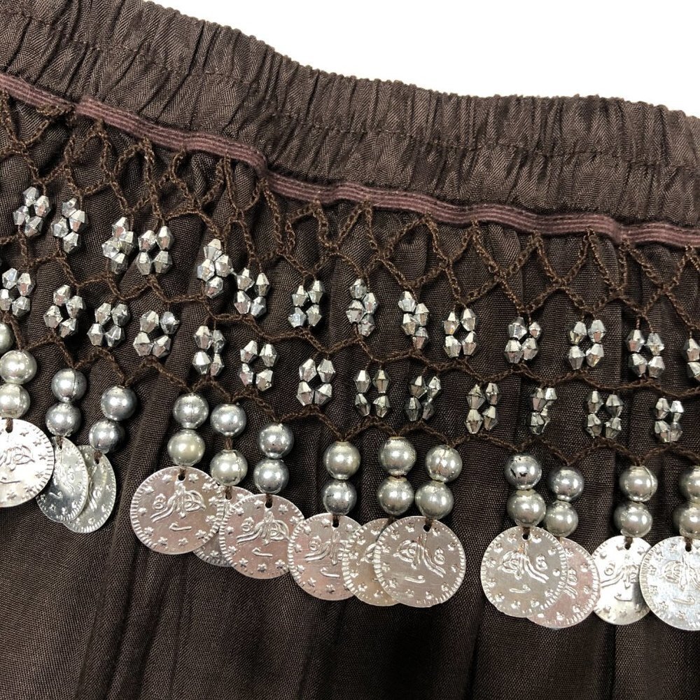 ROCK & ROSE Belly Dancing Chocolate Brown Gypsy Boho Hippie Swing Tiered Skirt - Picture 6 of 13